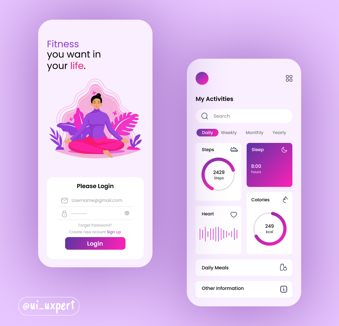 Fitness Mobile App design by UI UXpert on Dribbble