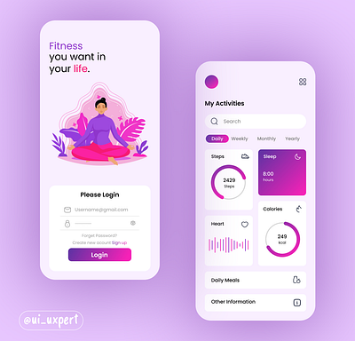 Fitness Mobile App design app branding design fitness app design graphic design illustration logo mobile app design ui vector