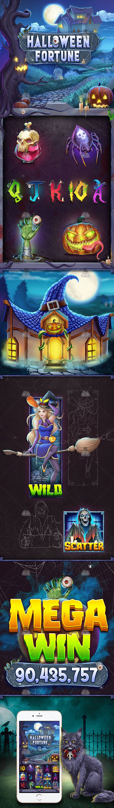 Slot Game Theme Character By Gamix Labs 2d artwork animation game characters game development gamix labs halloween slot halloween slot art halloween slot theme art horror slot art horror theme illustration slot slot art services slot machine slot services