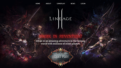 Lineage 2 - Landing Page branding design game gamedesign graphic design illustration landing logo typography ui