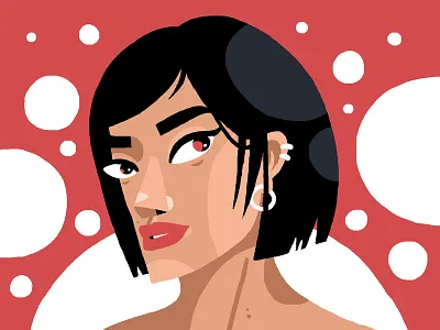 Girl with white circles art beautiful beauty cartoon drawing face girl illustration portrait