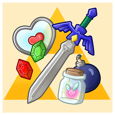 Zelda - Items Fanart digitalart illustration legendofzelda loz zelda