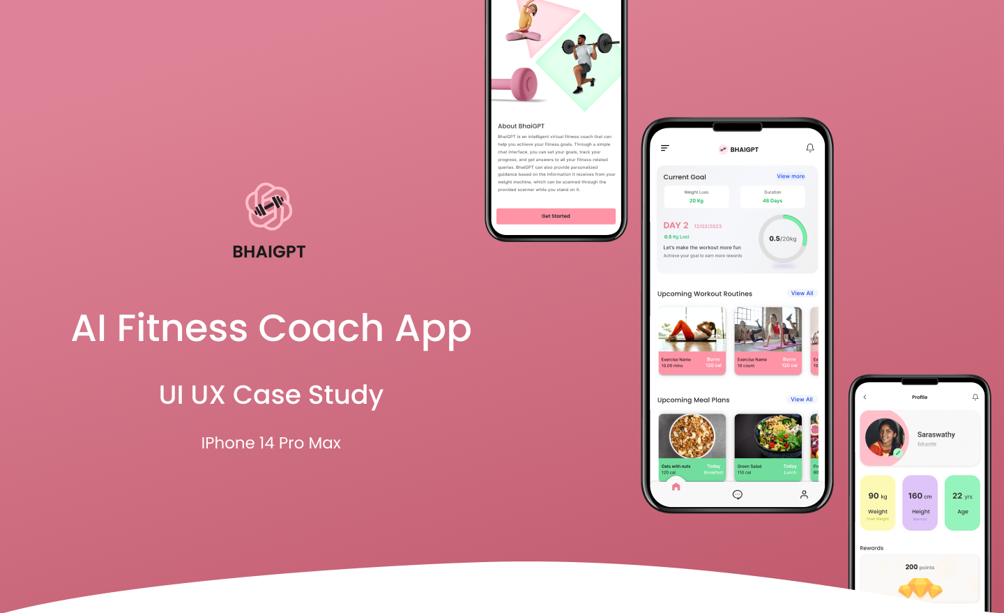 AI Fitness Coach App_UI UX Design bhaigpt fitness app fitness goal goal setting meal plan mobile ui prototype ui ux workout plan