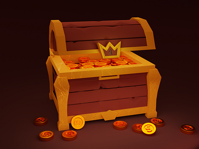 Royal chest 3d 3d illustration blender blender 3d chest coin coins high poly illustration low poly royal royal chest