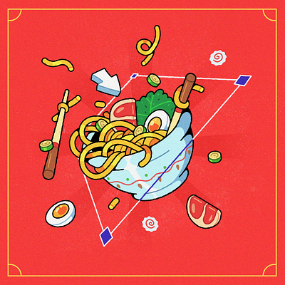 Ramen🍜 bowl cartoon cursor cute design egg food illustration illustrator noods object ramen texture vector