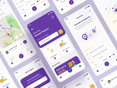 Quickeer - Parcel Delivery Mobile App app design cargo container courier creative deliver delivery delivery service delivery status delivery truck design express logistic minimal mobile parcel delivery shipment shipping uidesign uiux