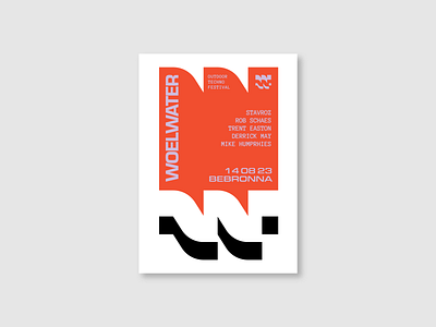 Woelwater - Poster bold branding brutal choppy dance festival geometric icon industrial logo minimal orange party poster sea symbol thick water waves