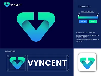 logo, vyncent, logo design atik mansur branding business card design graphic design letter logo logo logo design modern logo modern logo design motion graphics v logo