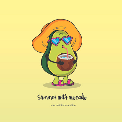 Illustration - summer with avocado design graphic design illustration vector полиграфия