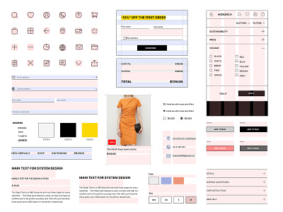 Design system for an online clothing boutique store design shop ui kit