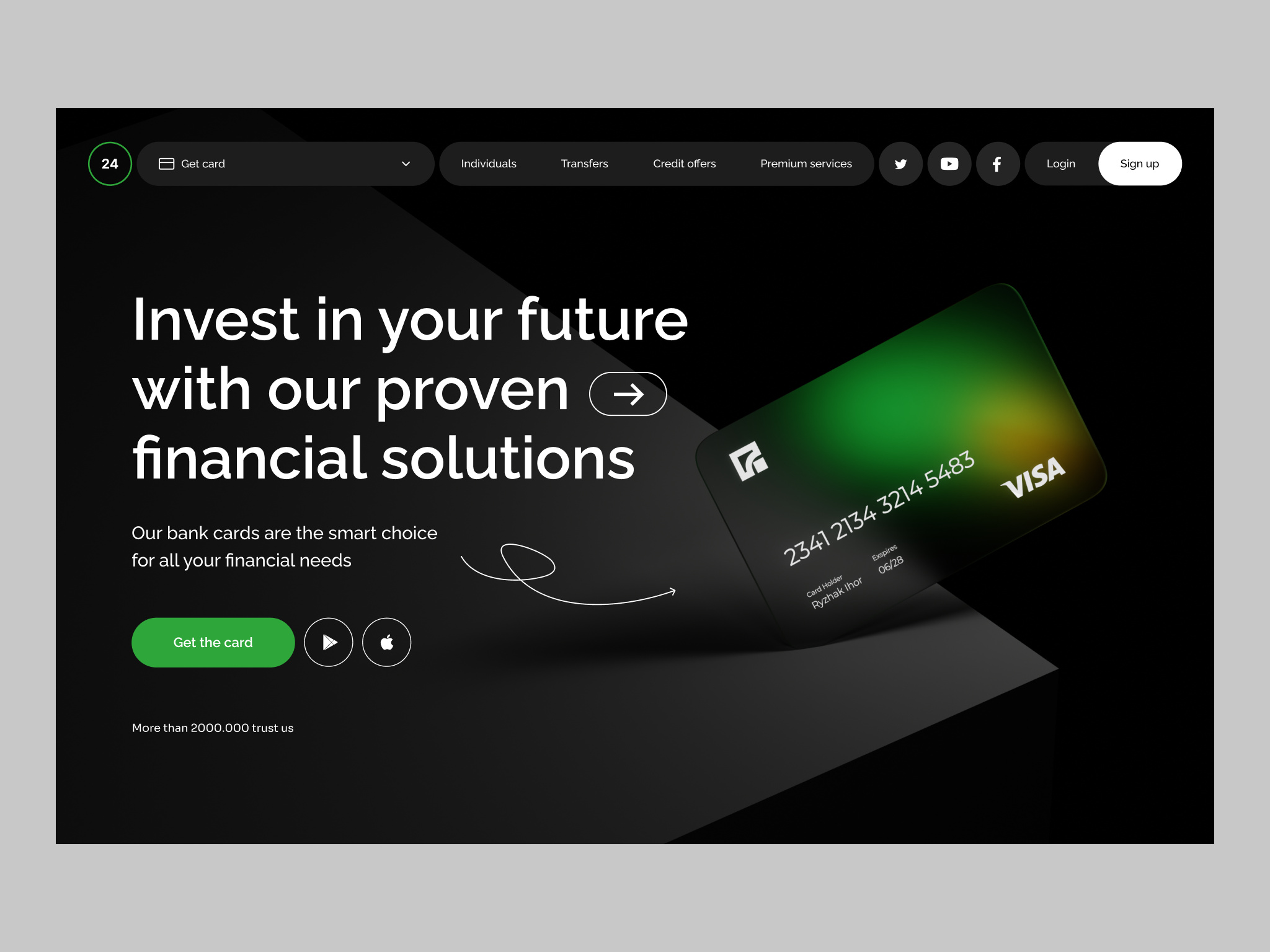 Main page - 24 3d app design bank branding card creative design finance graphic design illustration main page ui web