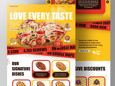 Tasty Good - Pizza Restaurants Desktop Landing Page burger design fast food food food delivery food order home page junk food kitchen landing page pizza restaurant ui ux web web design website website design