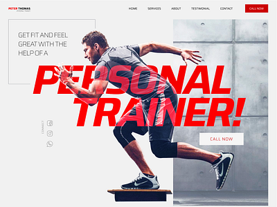 Personal Trainer UI Design: Bold typography and minimalistic boldtypography energy fitness grey gym gymworkout minimalistic personalfitness personaltrainer red trainer ui