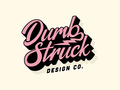 Dumbstruck Design Co. Logo agency black bolt brand branding custom design dumbstruck handwritten lightning logo mark pink shadow stack symbol type typography