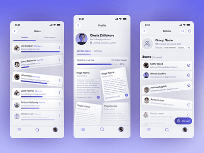 Embedify app branding company creation notes design documents groups illustration interface invitations knoladge base mobile app notes profile spaces text ui users ux web