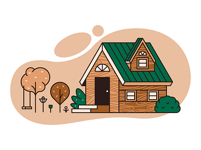 Autumn Cabin autumn cabin design geometric illustration line minimal nature vector