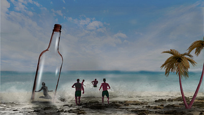 Beach manipulation flat illustration graphic design manipulation design photoshop