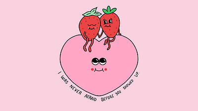 2023 Valentine's Day Strawberries Cartoon Illustration 2d cartoon character design design graphic design illustration lettering