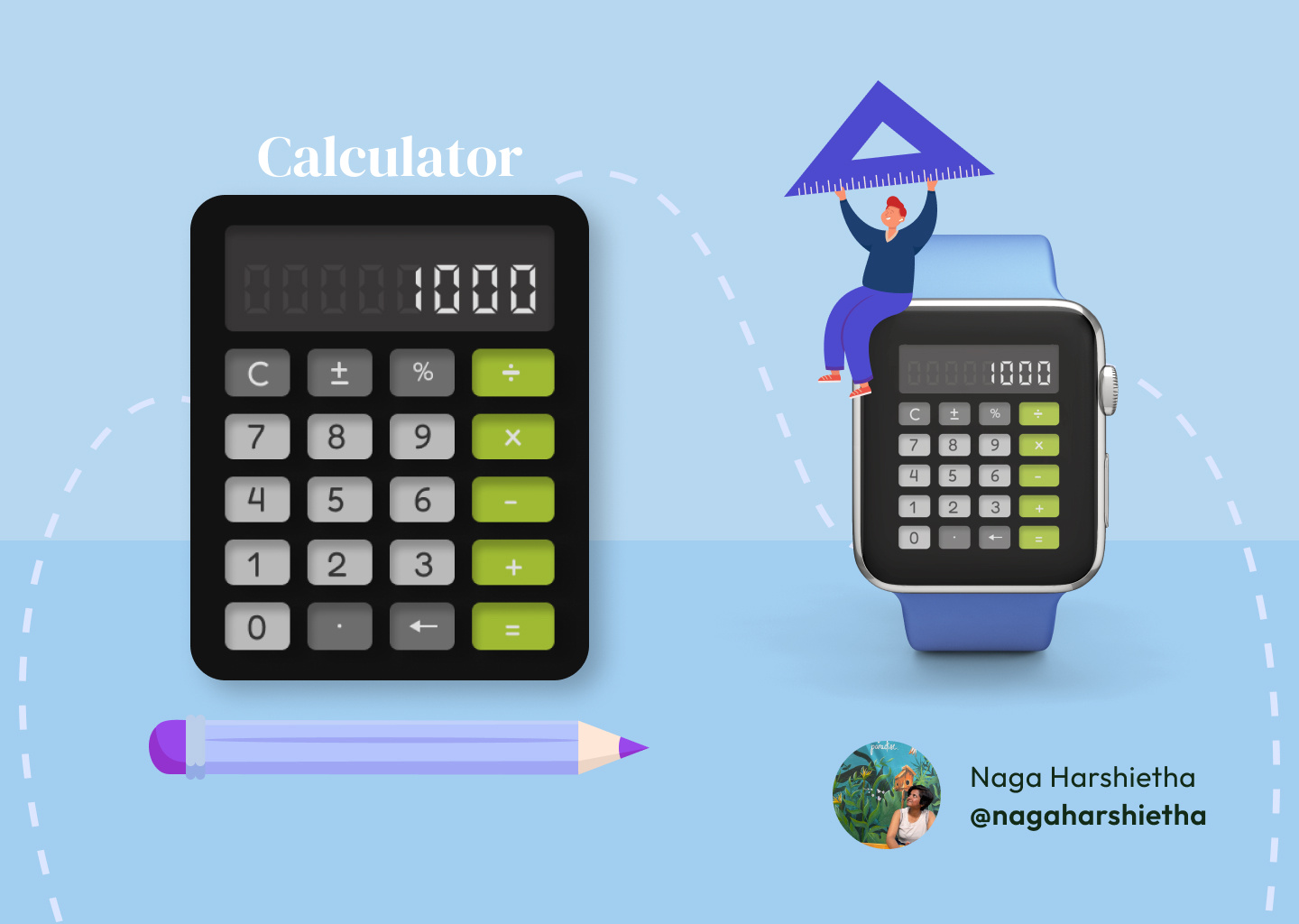Example of Calculator for Smart Watch | Minimal design