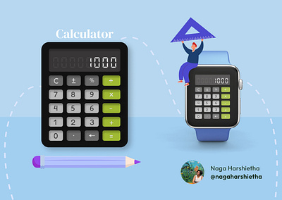 Calculator for Smart Watch | Minimal design 004 app branding and identity dailyui dailyuichallenge design graphic design illustration smartwatch ui uichallenge