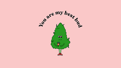 Best Bud - Cannabis Character Design for Valentine's Day 420 cannabis character design cute character graphic design illustration mascot design nicole noemi retro cartoon weed