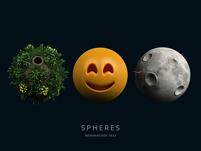 Spheres 3d animation branding emoji flowers icons loop moon motion graphics music nature render sun webshocker