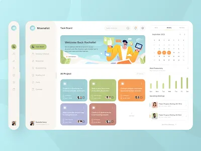 Moanalist - Personal Schedule Dashboard dashboard design graphic design interface management motion graphics schedule ui uiux