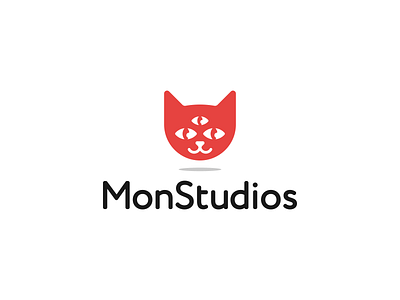 Cat Logo - MonStudios Design - Monster Cat, Head, Third Eye blockchain cat logo crypto design designer game gaming logo head icon logo logodesign logotype mascot monster logo software studio symbol tech technology web3 logo