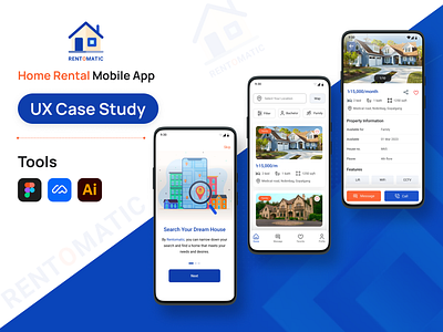 Rentomatic: Home Rental Mobile App UI UX Case Study app design app ui case study case study presentation design figma home rent mobile app landing page design masuduxi mobile app mobile app design mobile app ui rental app ui design ui ux design uiux ux case study ux case study design ux design ux ui case study