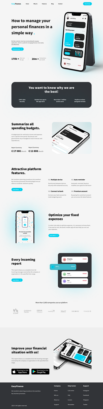 EasyFinance - Finance Landing Page design ui ux webdesign