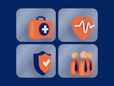 Insurance 3D Icons 3d 3d icons icons illustration insurance ui
