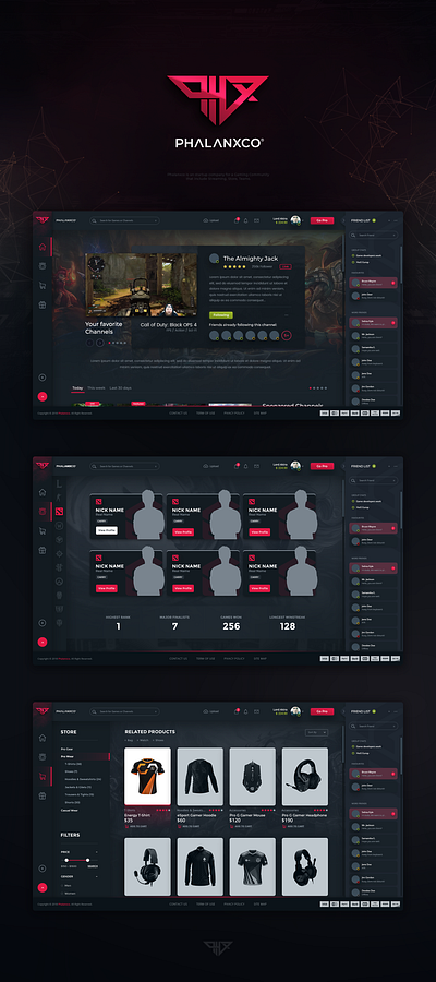 PHALANXCO eSport Team Community Website Design brand identity branding design digital art graphic graphic design illustration illustrator landing page logo typography ui ux vector visual identity web web design web identity website