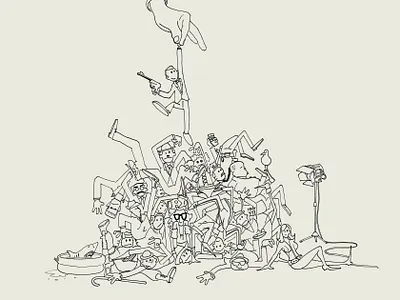 Hollywood Hill cartoon character design comic design hand drawn hollywood illustration people