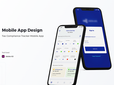 Mobile App UI Design adobe xd blue theme color guide components dashboard iconography login mobile app mobile app design style guide tax compliance app typography ui ui components ui design