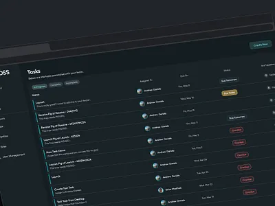 Web App in FlutterFlow activity agency components dark mode flutter flutterflow list overdue status task webapp