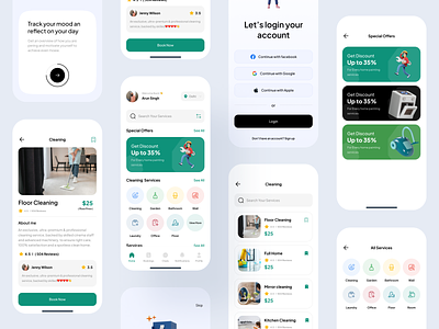 🏠 Home Cleaning Services Mobile App appui cleaning cleaning service design find service home home cleaning home cleaning services homework house chores light mode marketplace mobile on demand service providers service marketplace services app uidesign uxui