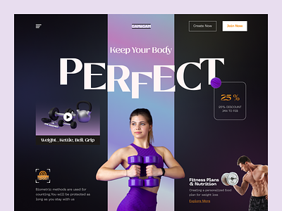 Fitness Web Site Design: Landing Page / Home Page UI blockchain crossfit exercise fitness futuristic gym health landing minimal modern personal trainer popular sport trading ui web web3 workout yoga