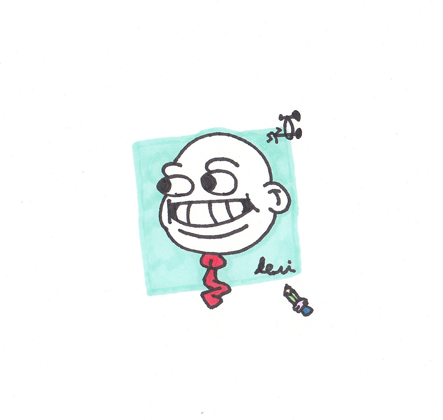Post it cartoon character drawing frame framed hand drawn illustration man markers nail pencil portrait post it post it note posted signature smile string