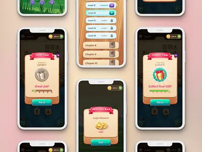 Wordplays Mobile Game Design artwork branding design digital art game design gaming graphic design illustration logo mobile app typography ui user interafce ux vector visual art