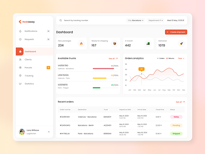 Logistics app concept animation app application cargo concept dashboard deliverymanagement design desktop goods location logistics management orders shipping transit transport transportation ui ux