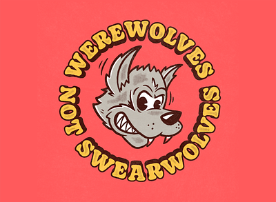 Werewolves, not Swearwolves animal character deisgn do font halftone illustration logo mark mascot mythical retro shadows swearwolves symbol type we werewolf what wolf