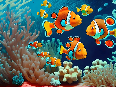 A Group of Clownfish clownfish graphic design home design home interior masterpiece motion graphics oceans sea underwater wall decor wall decorate wall decoration