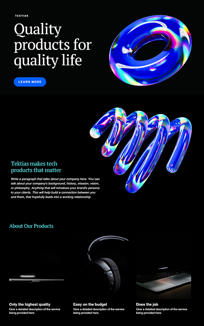 Tech Website Design (Pg:1) 3d animation branding graphic design logo motion graphics ui