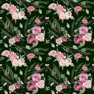 Watercolor seamless pattern of peonies floral hand drawn peonies seamless pattern textile design watercolor