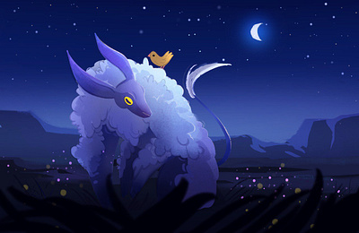 Moonlight 2d animal branding cartoon character design child children illustration design illustration