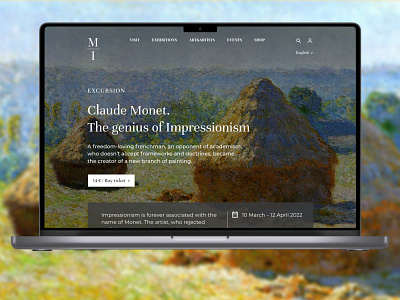 Online Museum Website — tour card design excursion impressionism minimal monet museum online museum ui design ux design web web design website