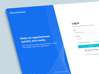 ClinicCheck24 Login, Sing Up, Forgot Password, Email... branding ceramic clinic graphic design hospital login medical patient register signup ui