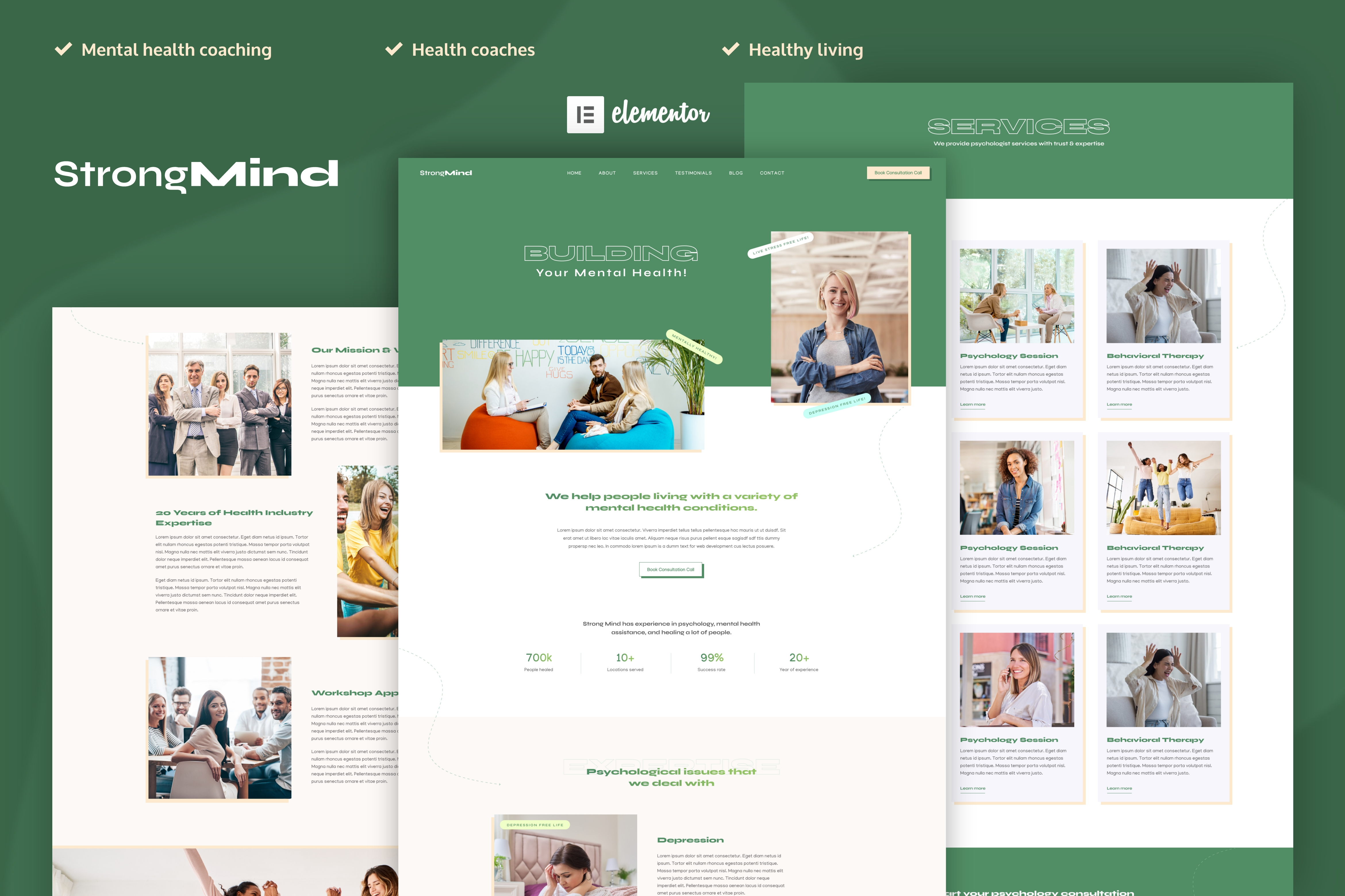 Example of StrongMind - Mental Health & Psychologist Elementor Pro Template