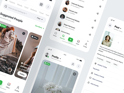 Social Media App android app design chat clean community face book instagram instagram story ios app ios ui minimal mobile modern ui photo selfie social app social media social media app story tik tok