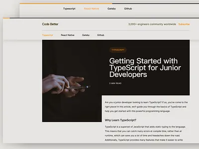 Blog / advanced header animation / landingpage ui ux